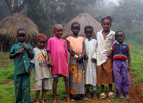 guinnea children in a village