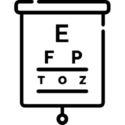 A black outline image of a chart used for eye examinations.