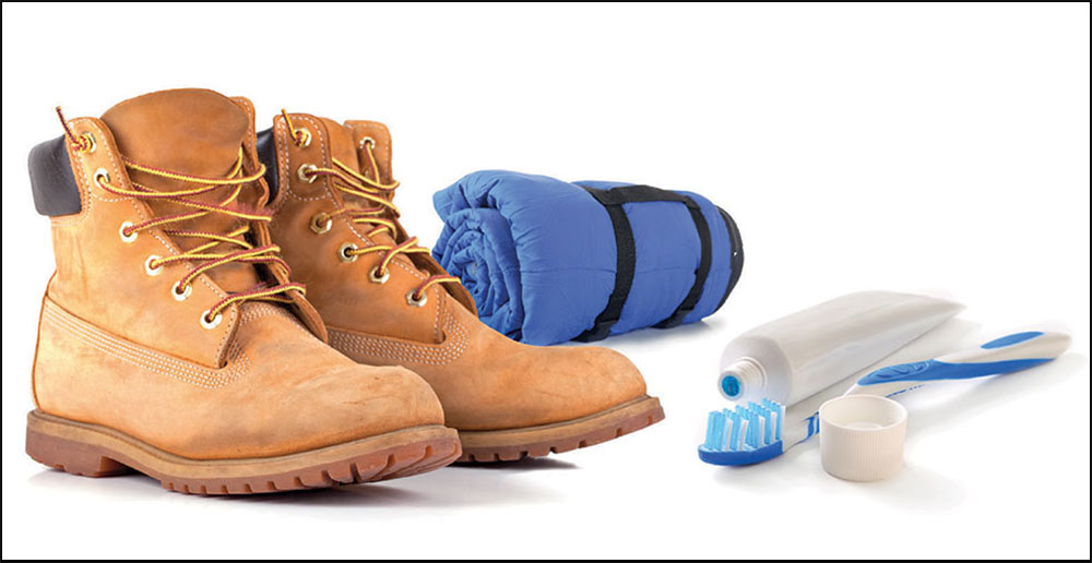 Boots, Toothbrush, Sleeping Bag